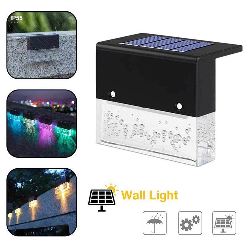 LED Solar Fence Light Outdoor Courtyard Home Garden Decoration Light RGB Waterproof Plywood Lights Decorative Table Lamp Cute Study Lamps for Bedroom Décor