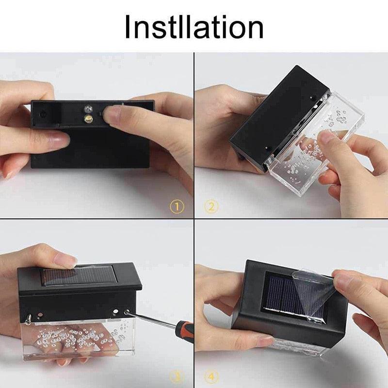 LED Solar Fence Light Outdoor Courtyard Home Garden Decoration Light RGB Waterproof Plywood Lights Decorative Table Lamp Cute Study Lamps for Bedroom Décor