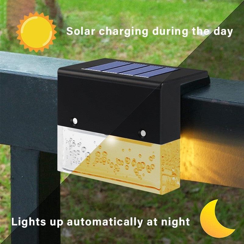 LED Solar Fence Light Outdoor Courtyard Home Garden Decoration Light RGB Waterproof Plywood Lights Decorative Table Lamp Cute Study Lamps for Bedroom Décor