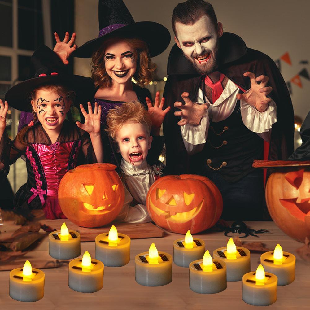 LED Solar Lamp Solar Electronic Candle Light LED Tea Lights Candles Battery Powered Fake Candles for Wedding Party Holidays Home Decoration Outdoor Electronic Flameless Candle Light For Outdoor Christmas Halloween