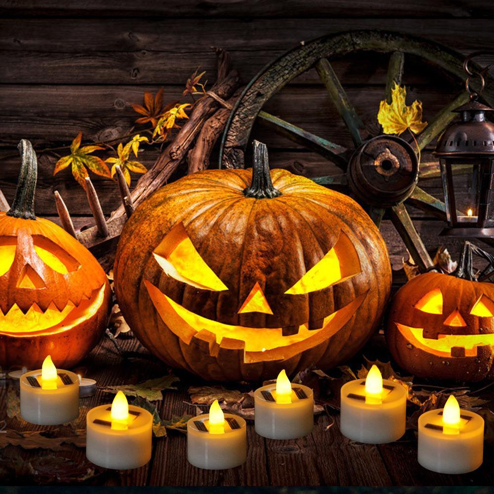 LED Solar Lamp Solar Electronic Candle Light LED Tea Lights Candles Battery Powered Fake Candles for Wedding Party Holidays Home Decoration Outdoor Electronic Flameless Candle Light For Outdoor Christmas Halloween