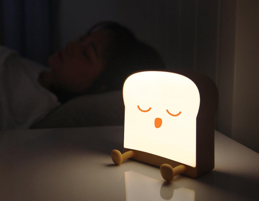 LED Toast Night Light with Silicone Foot Phone Holder Table Lamp Infinite Dimming Bread Decoration Creative Lamp Decorative Table Lamp Cute Study Lamps for Bedroom Décor