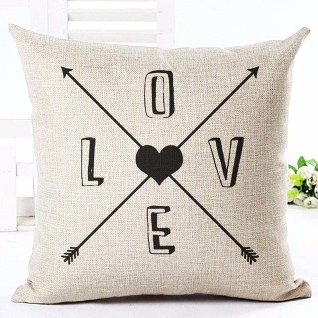 Letter Love Home Cushion Covers Cotton Linen Black White Pillow Cover I Love You Forever and Always Throw Pillow Case Love Letter Pillow Cushion Covers Fashion Home Decor Cover Sofa Bed Nordic Decorative Pillow Case 45x45CM