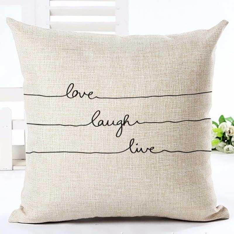 Letter Love Home Cushion Covers Cotton Linen Black White Pillow Cover I Love You Forever and Always Throw Pillow Case Love Letter Pillow Cushion Covers Fashion Home Decor Cover Sofa Bed Nordic Decorative Pillow Case 45x45CM
