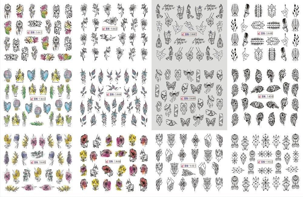 Letter Nail Water Decals With Inscriptions Sexy Girl  Black White Tattoo Slider English Alphabet Nail Decals Adhesive Letter 3D Nail Art Stickers for Women Girls Nail Decoration Manicure for Women Decorations Birthday Party Favor Gift