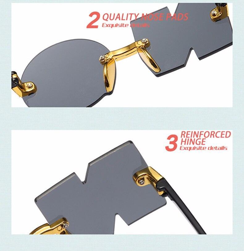 Letter NO Party Rimless Irregular Design Sunglasses For Men/Women Fashionable NO Sunglasses for Kids Oversize & Irregular Design Frameless Polygon Glasses For Children