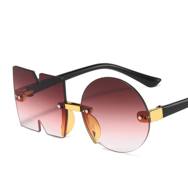 Letter NO Party Rimless Irregular Design Sunglasses For Men/Women Fashionable NO Sunglasses for Kids Oversize & Irregular Design Frameless Polygon Glasses For Children