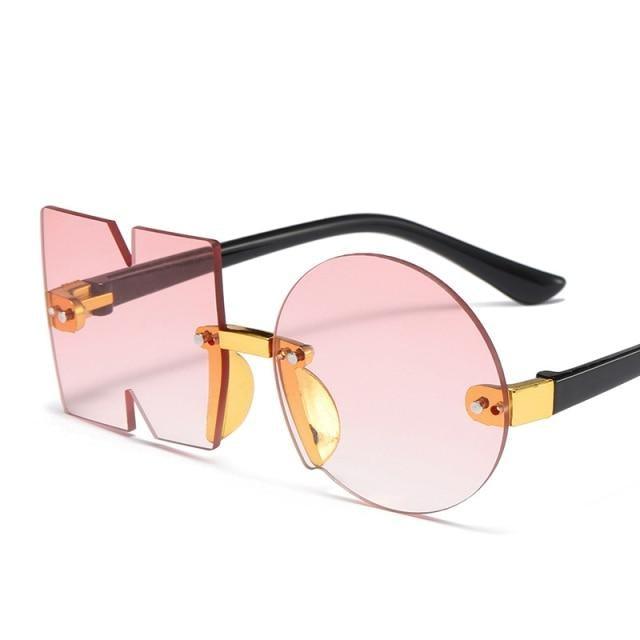 Letter NO Party Rimless Irregular Design Sunglasses For Men/Women Fashionable NO Sunglasses for Kids Oversize & Irregular Design Frameless Polygon Glasses For Children