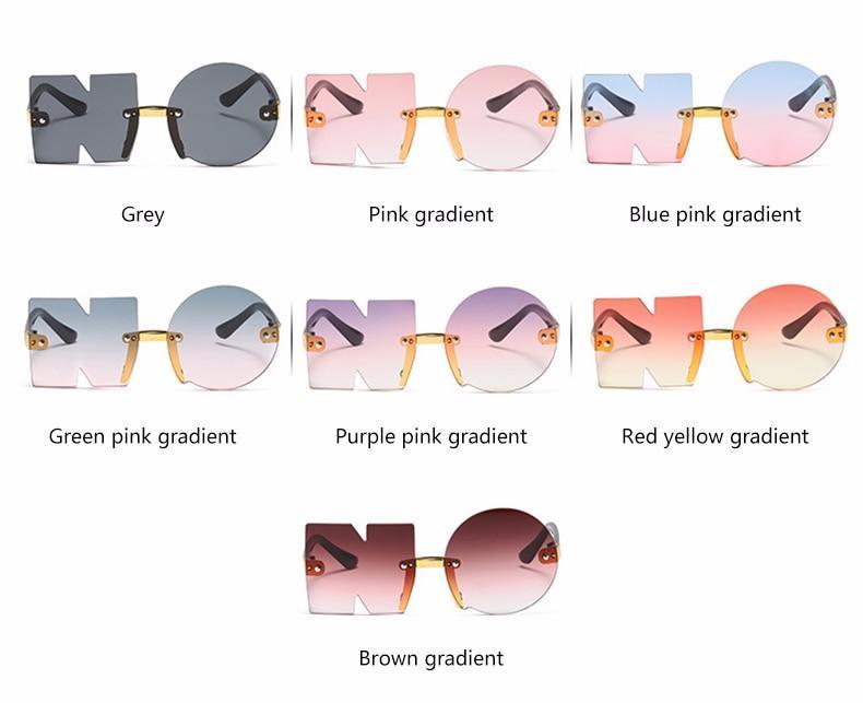 Letter NO Party Rimless Irregular Design Sunglasses For Men/Women Fashionable NO Sunglasses for Kids Oversize & Irregular Design Frameless Polygon Glasses For Children