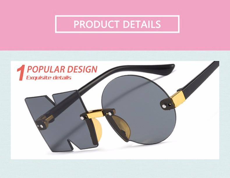 Letter NO Party Rimless Irregular Design Sunglasses For Men/Women Fashionable NO Sunglasses for Kids Oversize & Irregular Design Frameless Polygon Glasses For Children