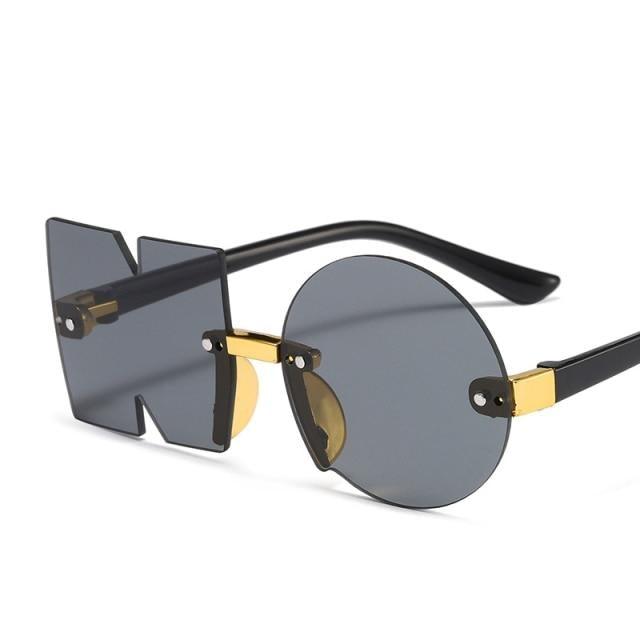 Letter NO Party Rimless Irregular Design Sunglasses For Men/Women Fashionable NO Sunglasses for Kids Oversize & Irregular Design Frameless Polygon Glasses For Children