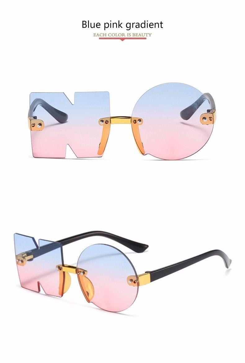 Letter NO Party Rimless Irregular Design Sunglasses For Men/Women Fashionable NO Sunglasses for Kids Oversize & Irregular Design Frameless Polygon Glasses For Children