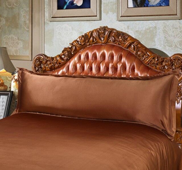 Long Pillowcase Brown Solid Pillow Case Cover Silk Satin Fabric Pillow Cover Soft Grey Satin Body Pillow Pillowcase Silky Long Pillow Case Home Textile For Bedroom