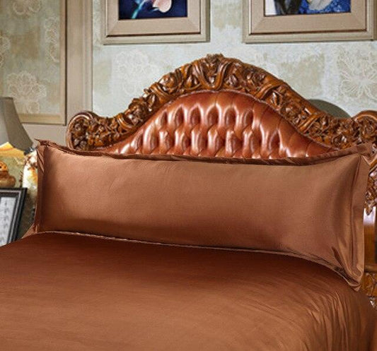Long Pillowcase Brown Solid Pillow Case Cover Silk Satin Fabric Pillow Cover Soft Grey Satin Body Pillow Pillowcase Silky Long Pillow Case Home Textile For Bedroom