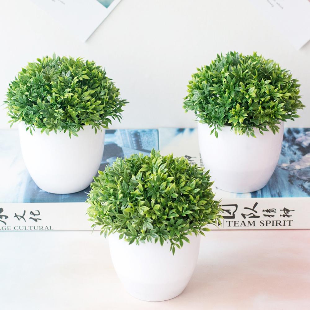 Love Art Set of 6 Small Artificial Decor Bonsai Potted Plastic Fake Flowers for Home Garden Office Desk Wall Book Shelf Decor Room Hotel  Decor