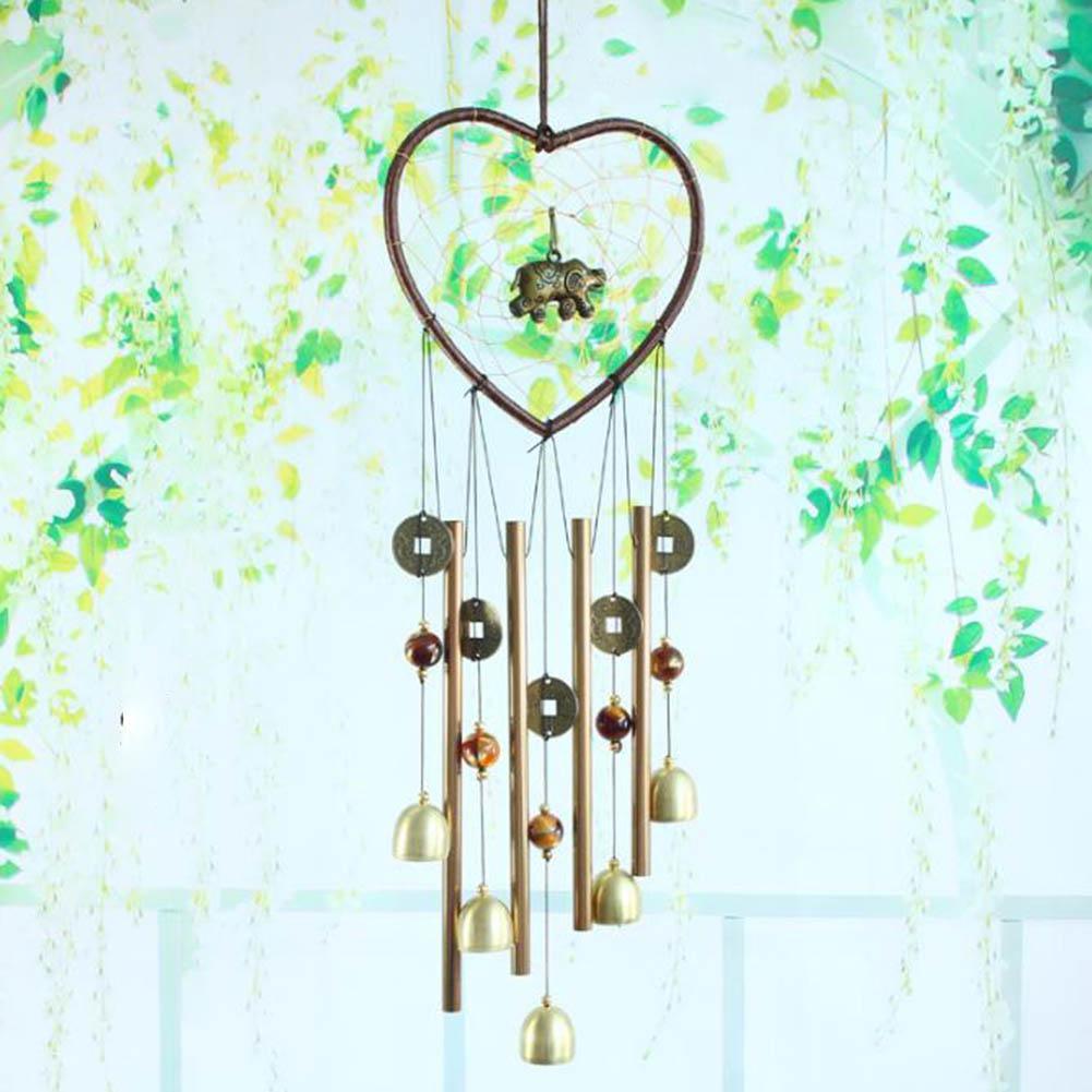 Love Shape Wind Chimes Metal Tube Bell Wind-chimes Decor Hanging Ornaments Dream-catcher Home Garden Decor Hanging Ornaments Craft Gifts For Mom Birthday Celebration