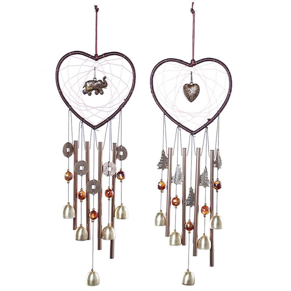 Love Shape Wind Chimes Metal Tube Bell Wind-chimes Decor Hanging Ornaments Dream-catcher Home Garden Decor Hanging Ornaments Craft Gifts For Mom Birthday Celebration