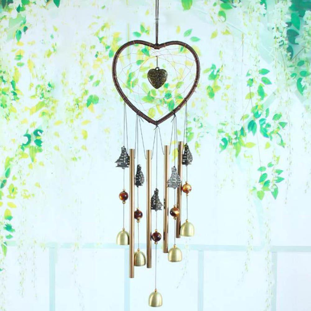 Love Shape Wind Chimes Metal Tube Bell Wind-chimes Decor Hanging Ornaments Dream-catcher Home Garden Decor Hanging Ornaments Craft Gifts For Mom Birthday Celebration