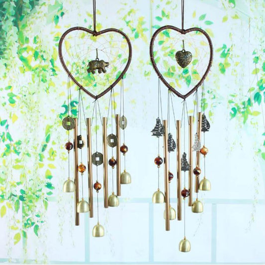 Love Shape Wind Chimes Metal Tube Bell Wind-chimes Decor Hanging Ornaments Dream-catcher Home Garden Decor Hanging Ornaments Craft Gifts For Mom Birthday Celebration