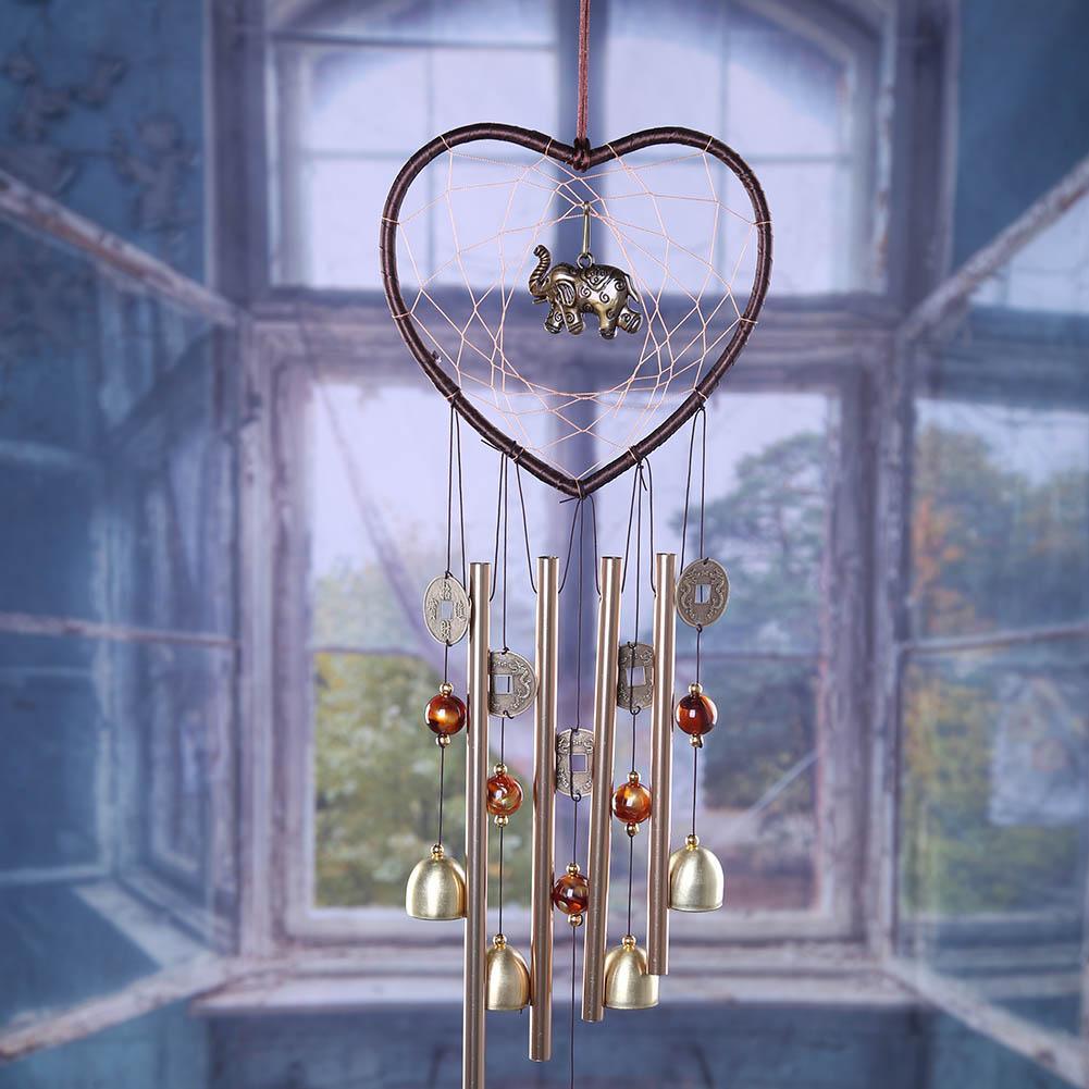 Love Shape Wind Chimes Metal Tube Bell Wind-chimes Decor Hanging Ornaments Dream-catcher Home Garden Decor Hanging Ornaments Craft Gifts For Mom Birthday Celebration