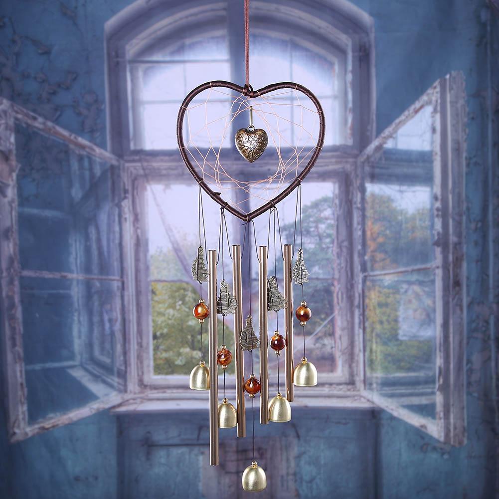 Love Shape Wind Chimes Metal Tube Bell Wind-chimes Decor Hanging Ornaments Dream-catcher Home Garden Decor Hanging Ornaments Craft Gifts For Mom Birthday Celebration