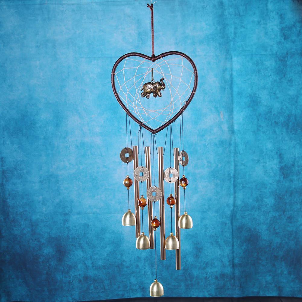 Love Shape Wind Chimes Metal Tube Bell Wind-chimes Decor Hanging Ornaments Dream-catcher Home Garden Decor Hanging Ornaments Craft Gifts For Mom Birthday Celebration