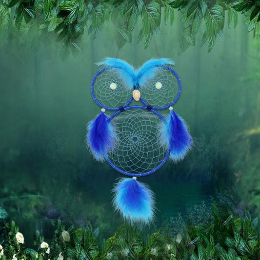 Lovely Owl Dream Catcher Wall Hanging Ornament Large Handmade Perfect Gift Design Dreamcatcher Decoration For Kids' Bedroom Dorm Nursery Chic Ornament Craft  Eyes Can Be Glowed In Darkness