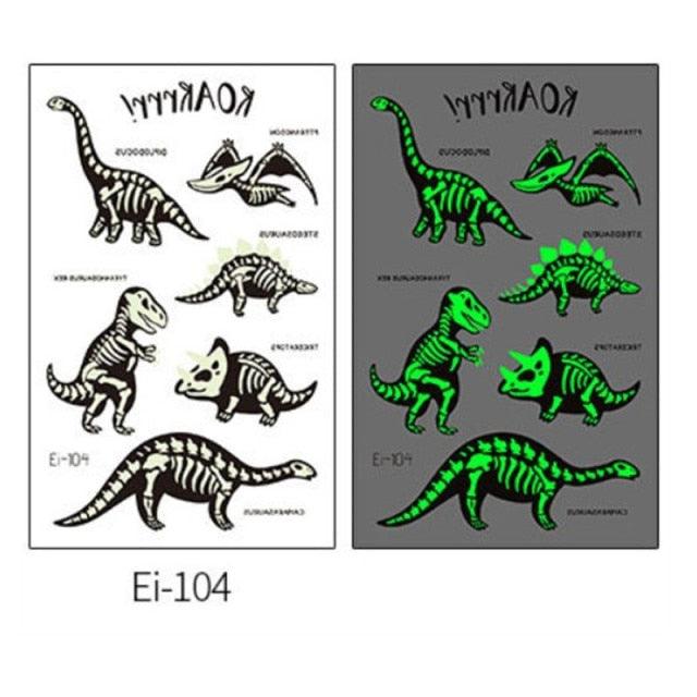 Luminous Tattoo Stickers Temporary Animal Tattoos Glow Paste on Face Arm Leg Fluorescent Waterproof Fake Tattoo For Kids Girls