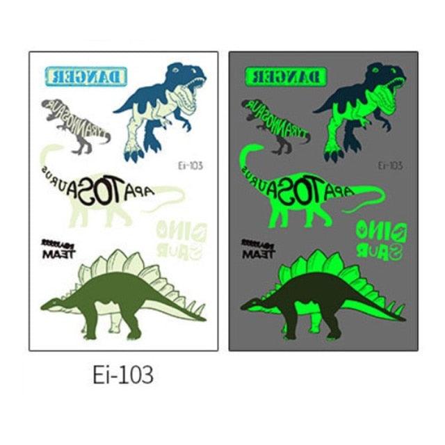 Luminous Tattoo Stickers Temporary Animal Tattoos Glow Paste on Face Arm Leg Fluorescent Waterproof Fake Tattoo For Kids Girls