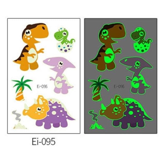 Luminous Tattoo Stickers Temporary Animal Tattoos Glow Paste on Face Arm Leg Fluorescent Waterproof Fake Tattoo For Kids Girls