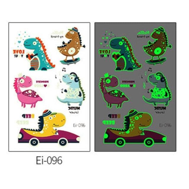 Luminous Tattoo Stickers Temporary Animal Tattoos Glow Paste on Face Arm Leg Fluorescent Waterproof Fake Tattoo For Kids Girls