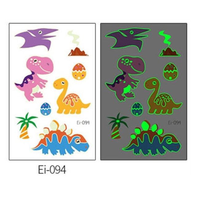 Luminous Tattoo Stickers Temporary Animal Tattoos Glow Paste on Face Arm Leg Fluorescent Waterproof Fake Tattoo For Kids Girls