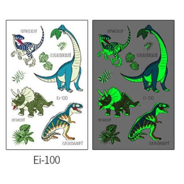 Luminous Tattoo Stickers Temporary Animal Tattoos Glow Paste on Face Arm Leg Fluorescent Waterproof Fake Tattoo For Kids Girls