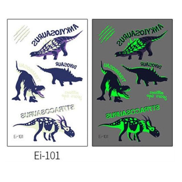 Luminous Tattoo Stickers Temporary Animal Tattoos Glow Paste on Face Arm Leg Fluorescent Waterproof Fake Tattoo For Kids Girls