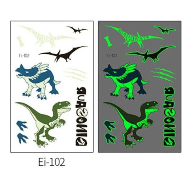 Luminous Tattoo Stickers Temporary Animal Tattoos Glow Paste on Face Arm Leg Fluorescent Waterproof Fake Tattoo For Kids Girls