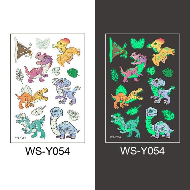 Luminous Tattoo Stickers Temporary Animal Tattoos Glow Paste on Face Arm Leg Fluorescent Waterproof Fake Tattoo For Kids Girls