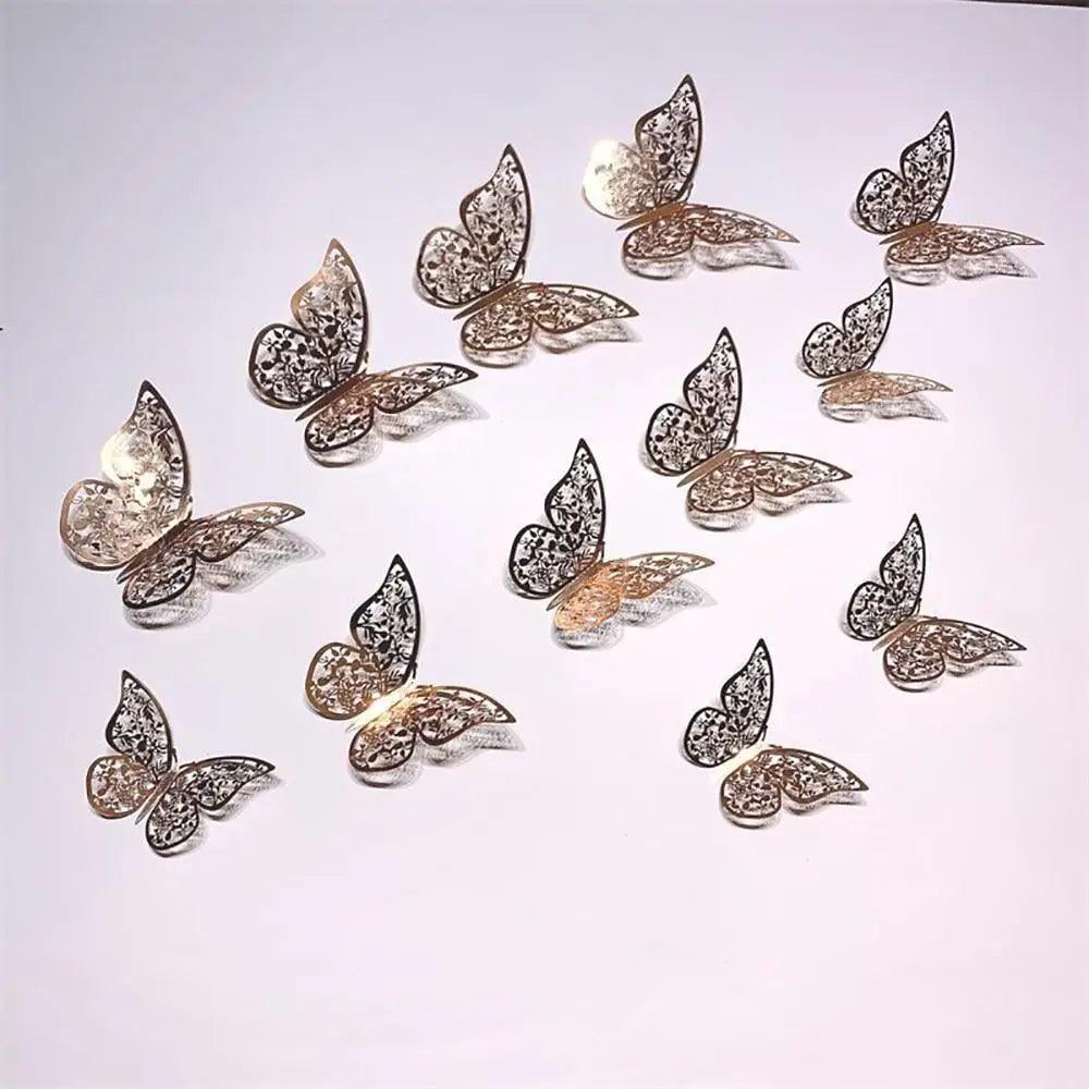 Luxury 3D Wall Stunning 12Pcs 4D Hollow Butterfly Wall Sticker Home Decoration Wall Stickers wedding Party Wedding Decors Butterfly Kids Room Decors