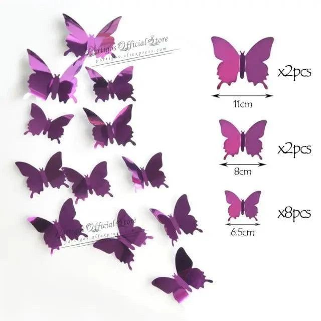 Luxury 3D Wall Stunning 12Pcs 4D Hollow Butterfly Wall Sticker Home Decoration Wall Stickers wedding Party Wedding Decors Butterfly Kids Room Decors