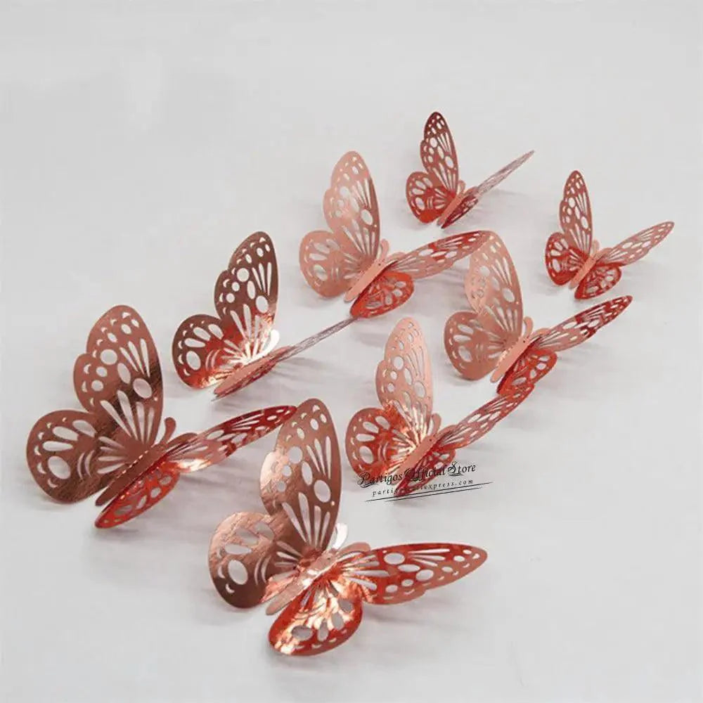 Luxury 3D Wall Stunning 12Pcs 4D Hollow Butterfly Wall Sticker Home Decoration Wall Stickers wedding Party Wedding Decors Butterfly Kids Room Decors
