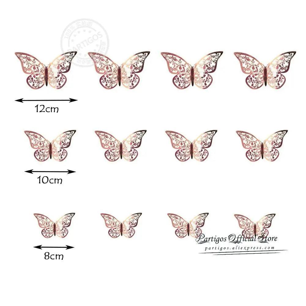Luxury 3D Wall Stunning 12Pcs 4D Hollow Butterfly Wall Sticker Home Decoration Wall Stickers wedding Party Wedding Decors Butterfly Kids Room Decors