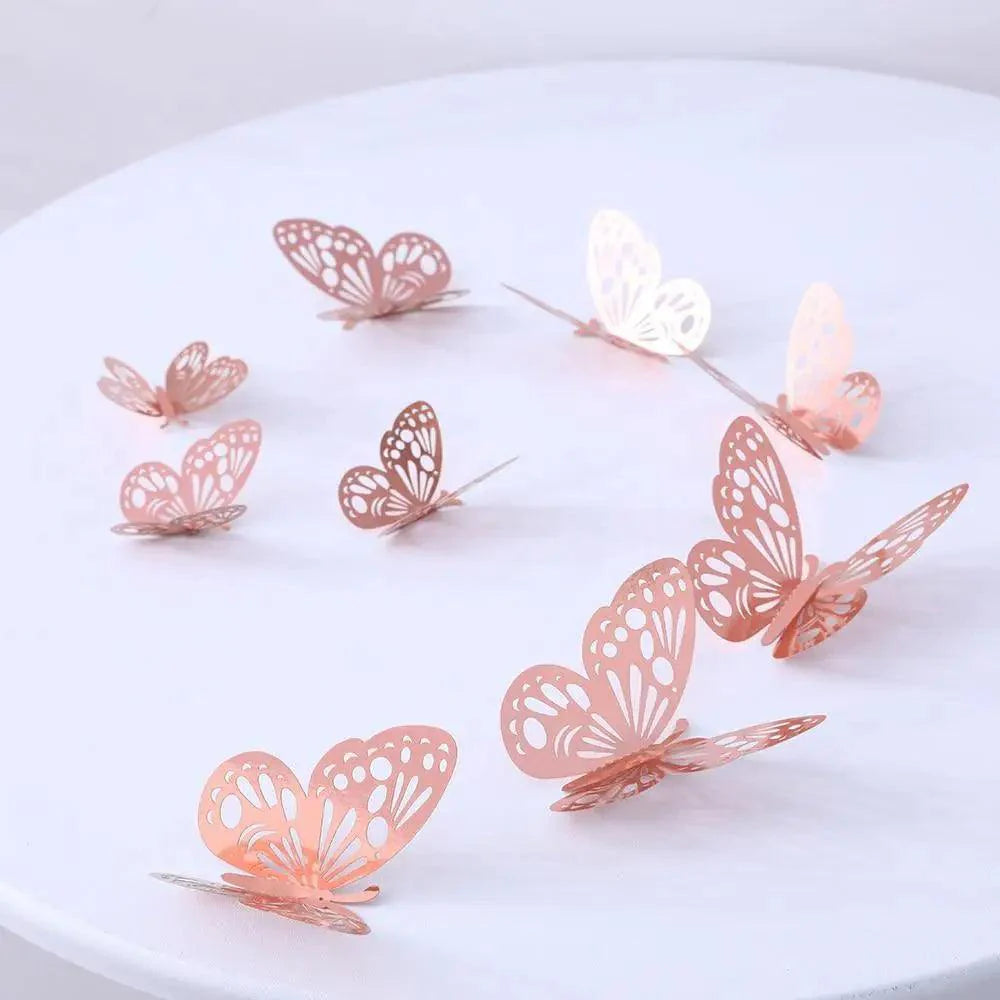 Luxury 3D Wall Stunning 12Pcs 4D Hollow Butterfly Wall Sticker Home Decoration Wall Stickers wedding Party Wedding Decors Butterfly Kids Room Decors