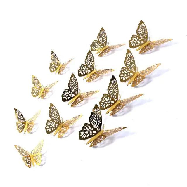 Luxury 3D Wall Stunning 12Pcs 4D Hollow Butterfly Wall Sticker Home Decoration Wall Stickers wedding Party Wedding Decors Butterfly Kids Room Decors