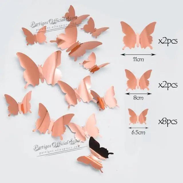 Luxury 3D Wall Stunning 12Pcs 4D Hollow Butterfly Wall Sticker Home Decoration Wall Stickers wedding Party Wedding Decors Butterfly Kids Room Decors