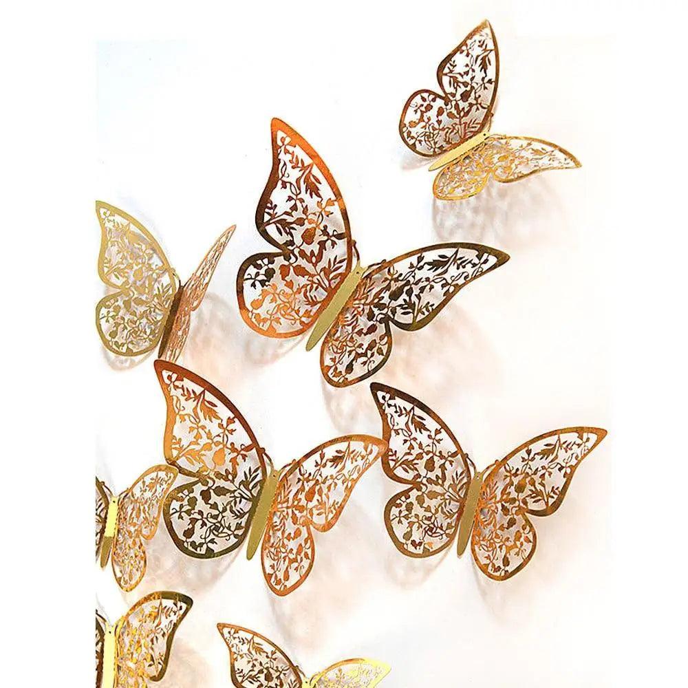 Luxury 3D Wall Stunning 12Pcs 4D Hollow Butterfly Wall Sticker Home Decoration Wall Stickers wedding Party Wedding Decors Butterfly Kids Room Decors