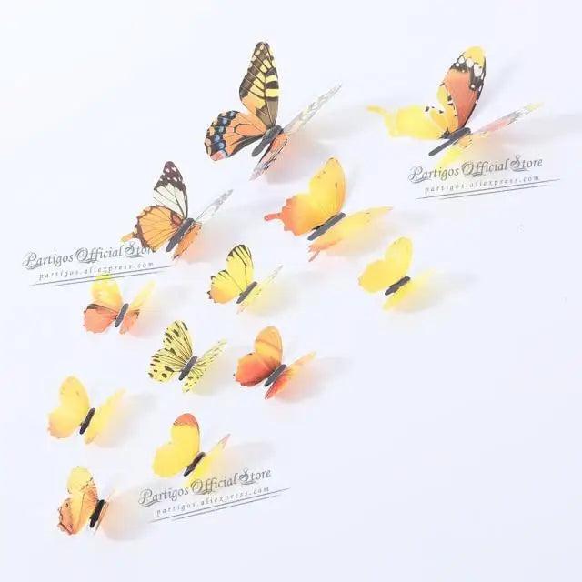 Luxury 3D Wall Stunning 12Pcs 4D Hollow Butterfly Wall Sticker Home Decoration Wall Stickers wedding Party Wedding Decors Butterfly Kids Room Decors