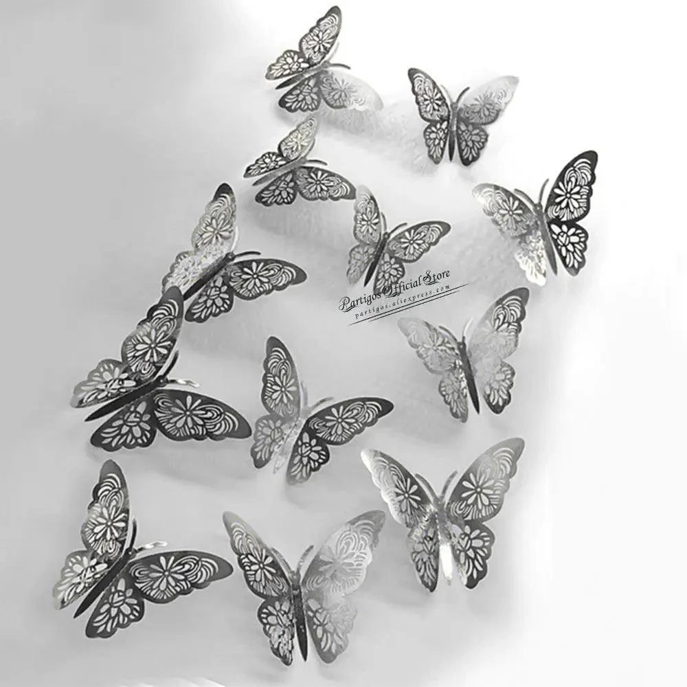 Luxury 3D Wall Stunning 12Pcs 4D Hollow Butterfly Wall Sticker Home Decoration Wall Stickers wedding Party Wedding Decors Butterfly Kids Room Decors