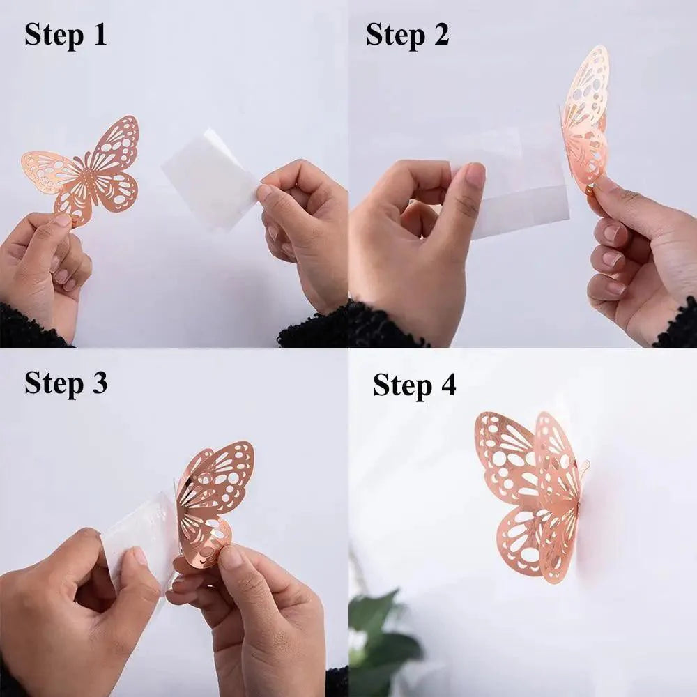 Luxury 3D Wall Stunning 12Pcs 4D Hollow Butterfly Wall Sticker Home Decoration Wall Stickers wedding Party Wedding Decors Butterfly Kids Room Decors