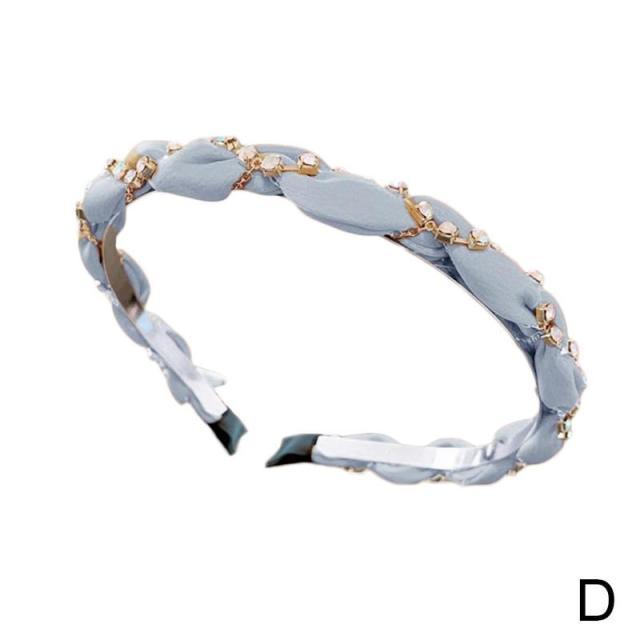 Luxury Crystal Rhinestone Cross Hair Bands For Girls Women Chiffon Stylish Headwear Korean Hair Bands Hoop New Fashion Gorgeous Hair Accessories For Women