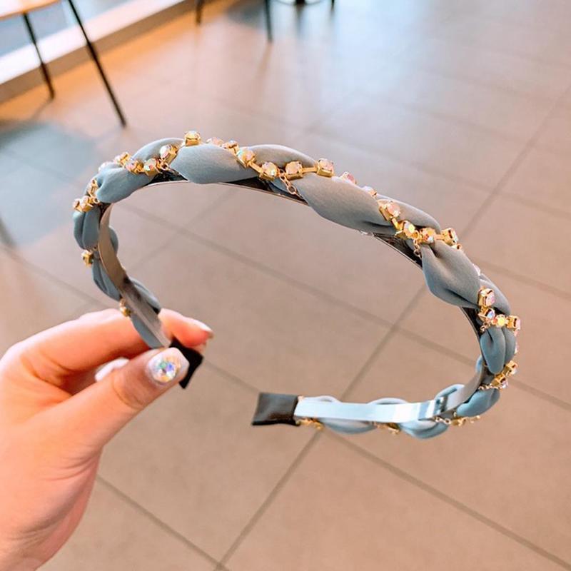 Luxury Crystal Rhinestone Cross Hair Bands For Girls Women Chiffon Stylish Headwear Korean Hair Bands Hoop New Fashion Gorgeous Hair Accessories For Women