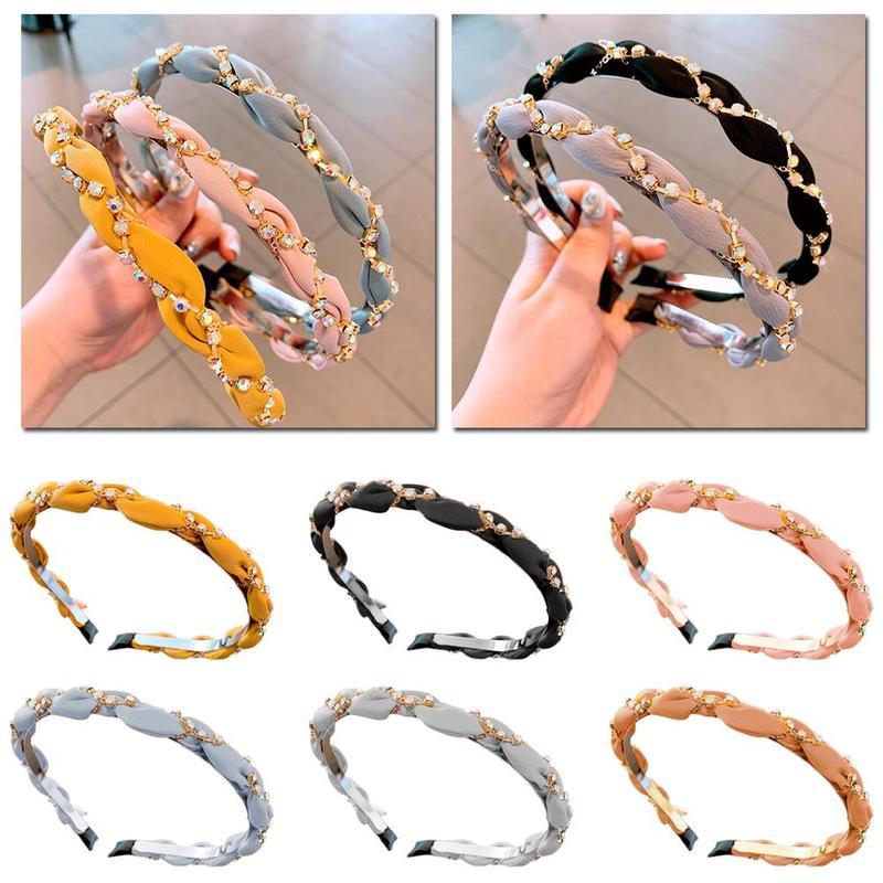 Luxury Crystal Rhinestone Cross Hair Bands For Girls Women Chiffon Stylish Headwear Korean Hair Bands Hoop New Fashion Gorgeous Hair Accessories For Women